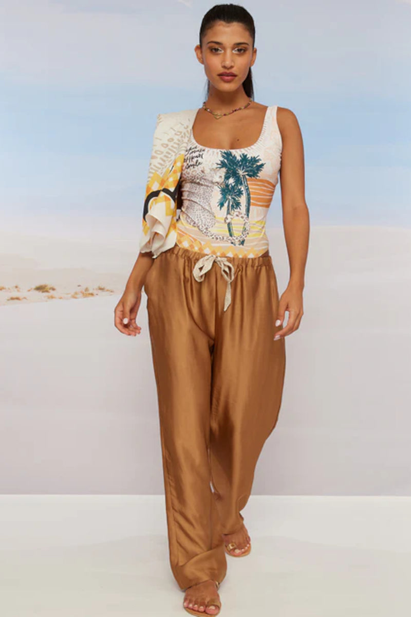 Liana Straight Leg Trousers-Caramel