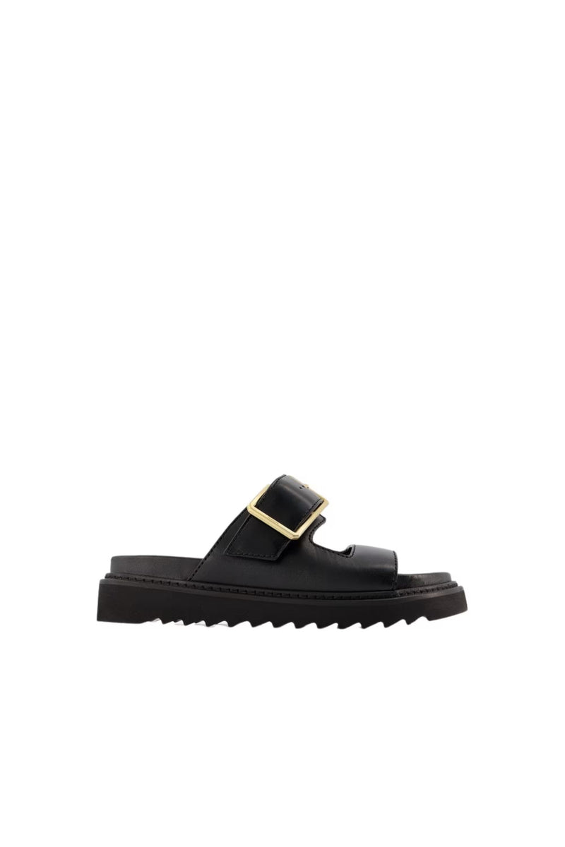 Alpha Cecilia Leather White Veg Sandals Black