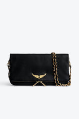 Rock Grained Leather Bag Black Gold