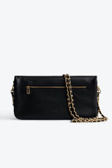 Rock Grained Leather Bag Black Gold