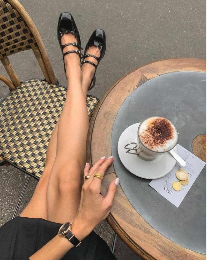 Peche Sandals Patent Leather Black