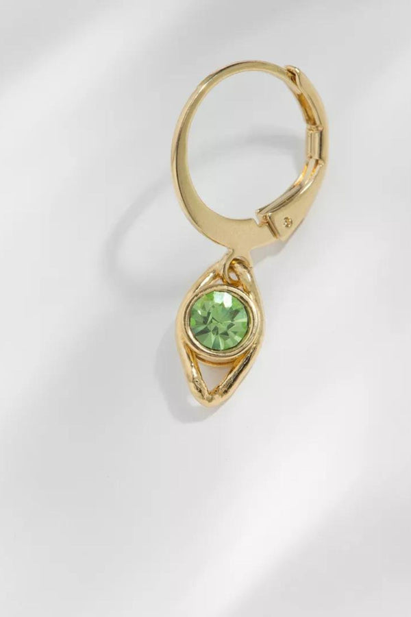 Carrie Earring Green Crystal Gold