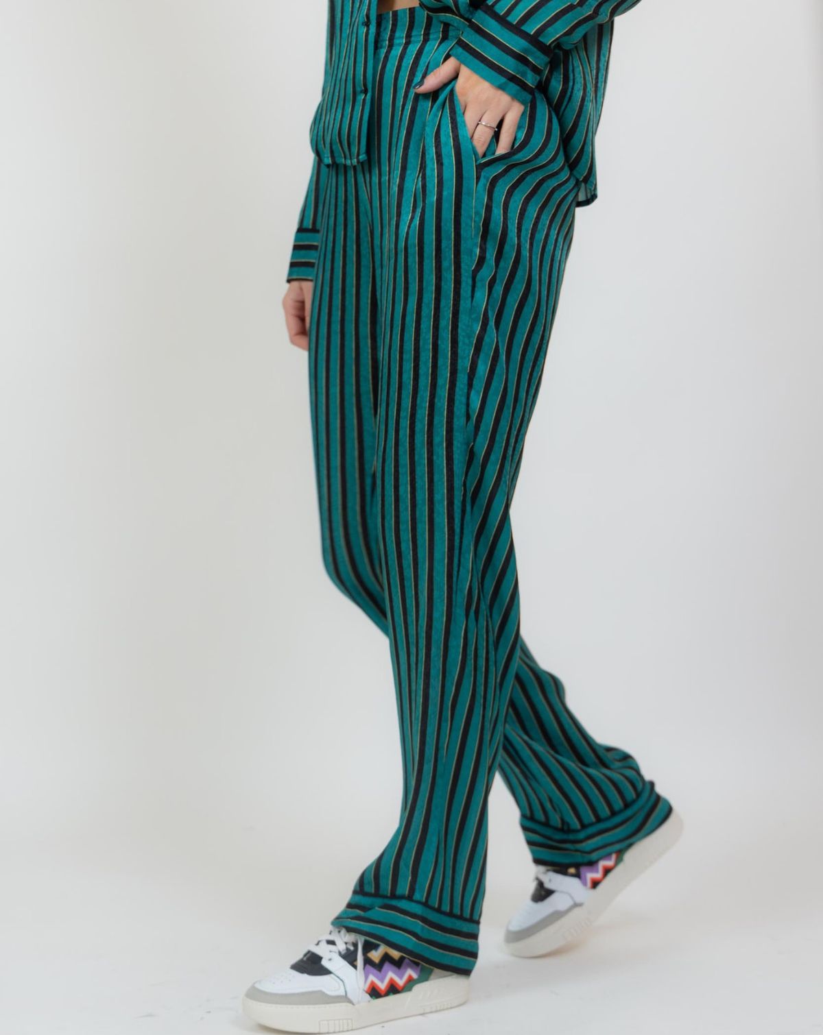 Pantalon Billy rayures vertes