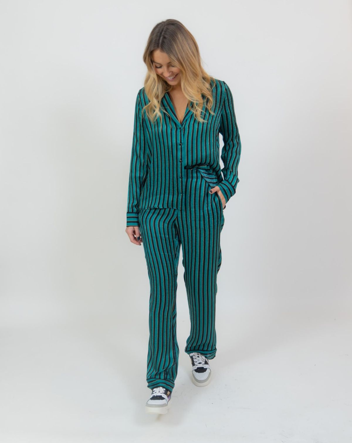 Pantalon Billy rayures vertes