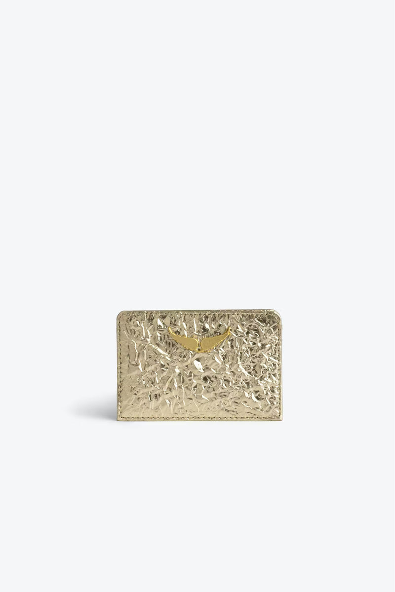 ZV Pass Wrinkled Metal Wallet Gold