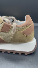Rush One Low Mesh Leather Beige Brown